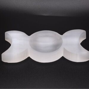 Selenite Triple Moon Goddess Carving – 4” Crystal Moon Phase Altar Decor